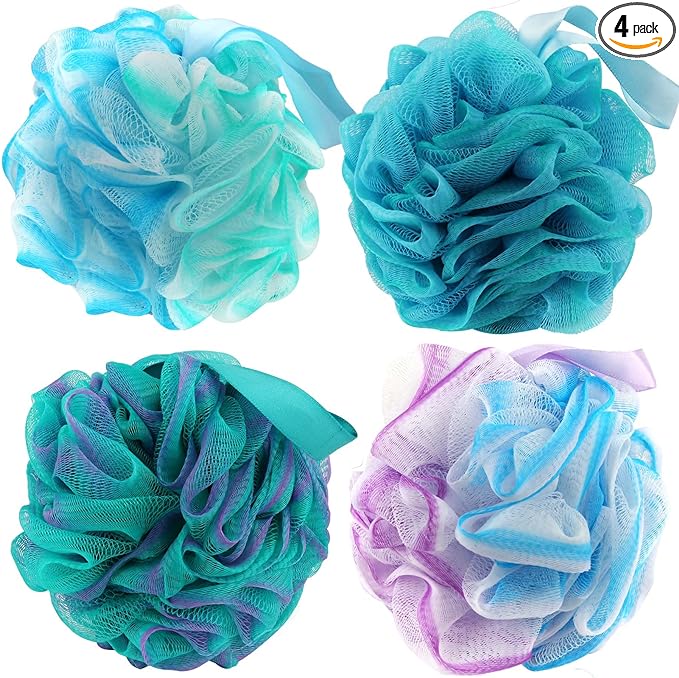 Chuya Bath Sponges Loofahs 70 Grams Large Size，4 Pack Shower Sponge Exfoliating Cleaning Bath Loofa