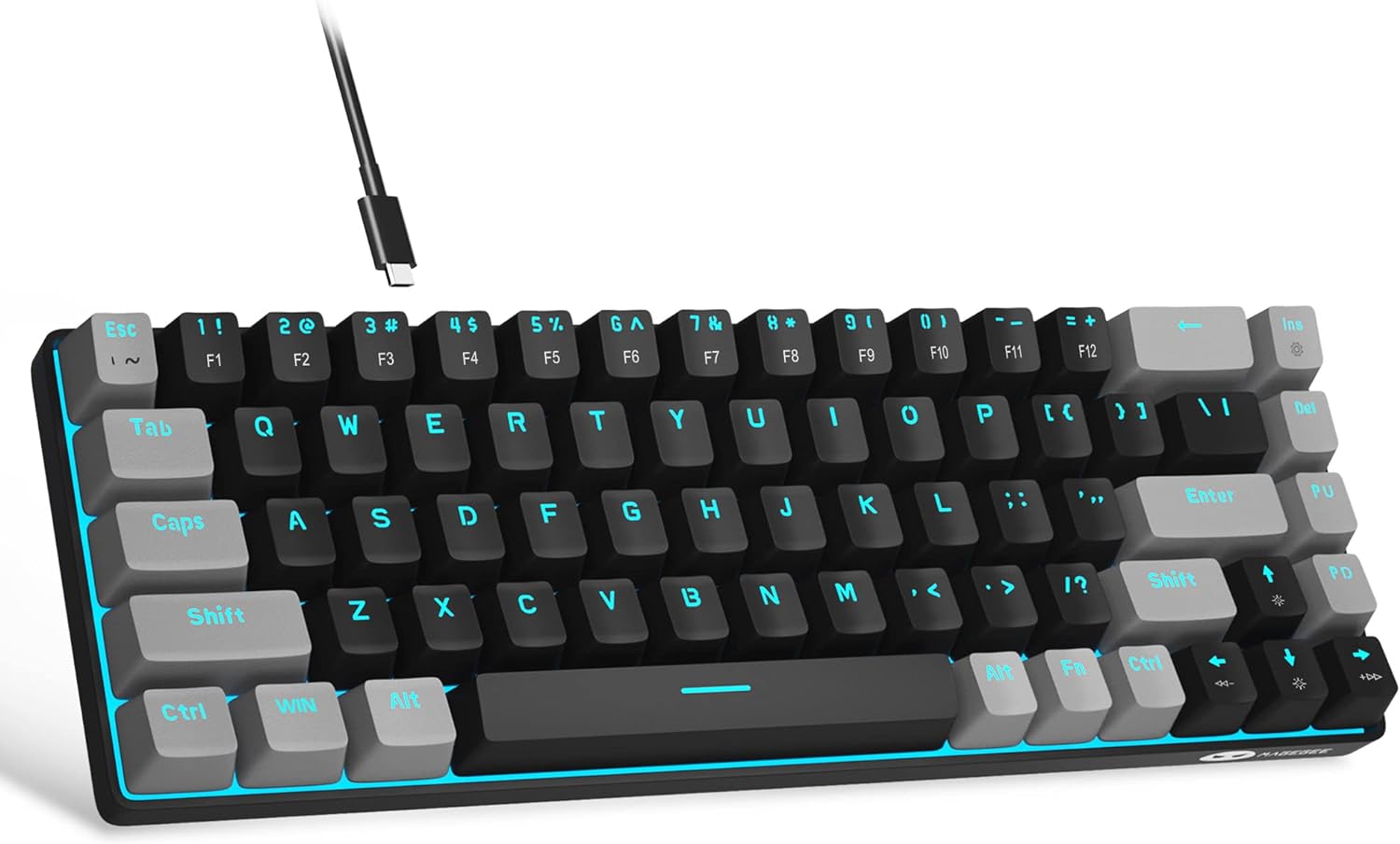 MageGee Portable 60% Mechanical Gaming Keyboard, MK-Box LED Backlit Compact 68 Keys Mini Wired Offic