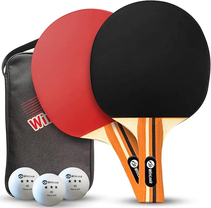 JP WinLook Ping Pong Paddles Sets - Portable Table Tennis Paddle Set