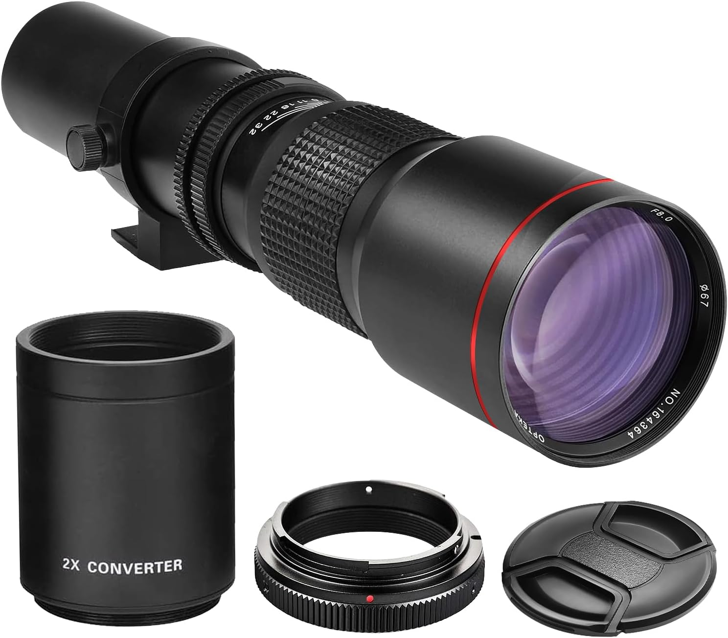 High-Power 500mm/1000mm f/8 Manual Telephoto Lens for 80D, 90D