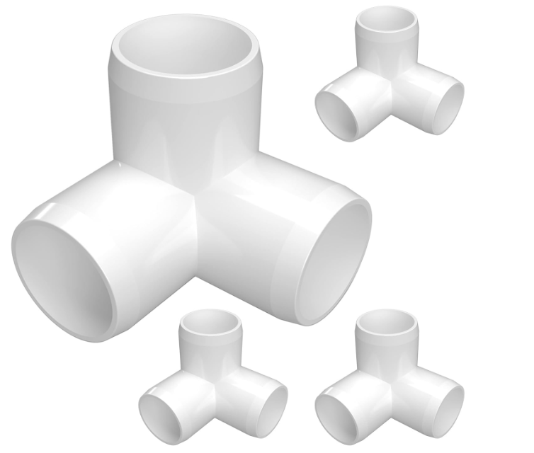 1-1/2 Inch (Approx. 3.8 cm) 3-Way Furniture-Grade PVC Fittings, White, Made in USA, UV Resistant, Im