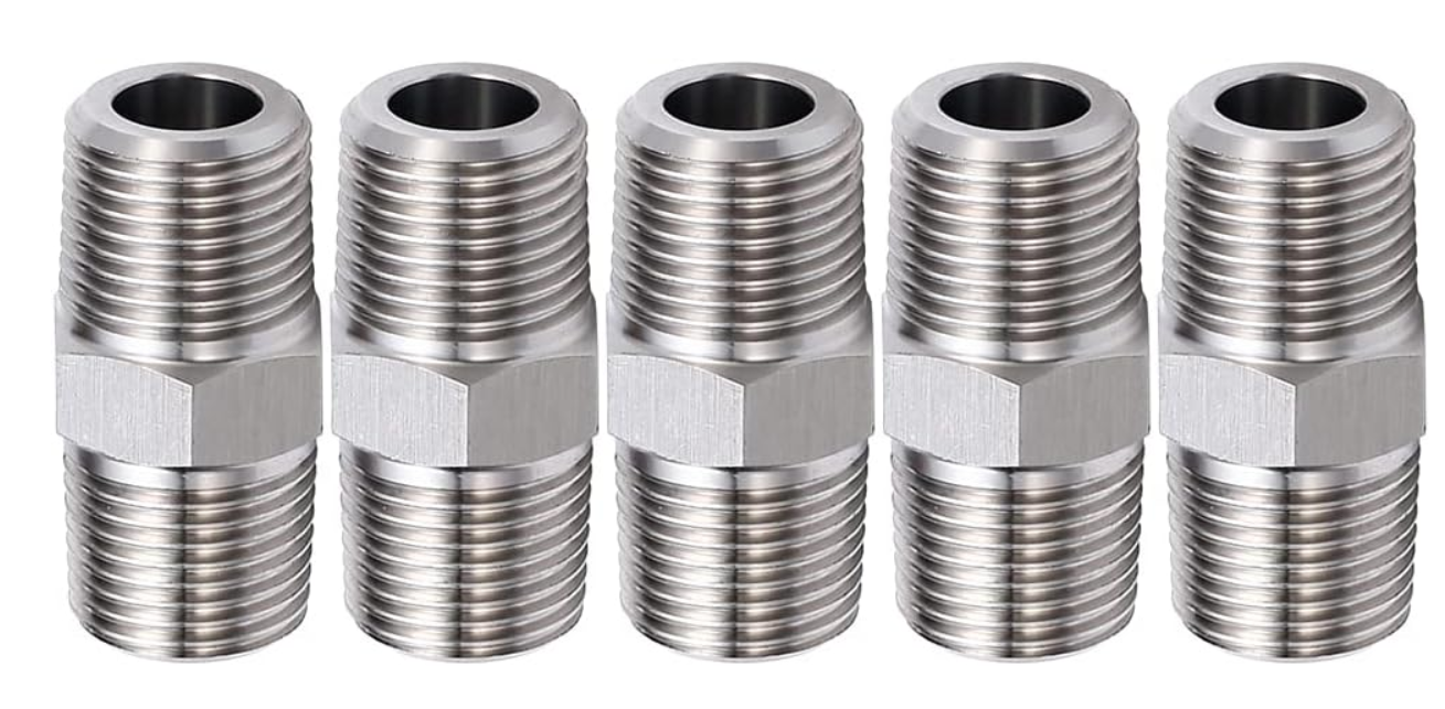 1.27cm Male to 1.27cm Male NPT Hex Nipple with Pipe Fittings 304 Stainless Steel Thread (Pack of 5)